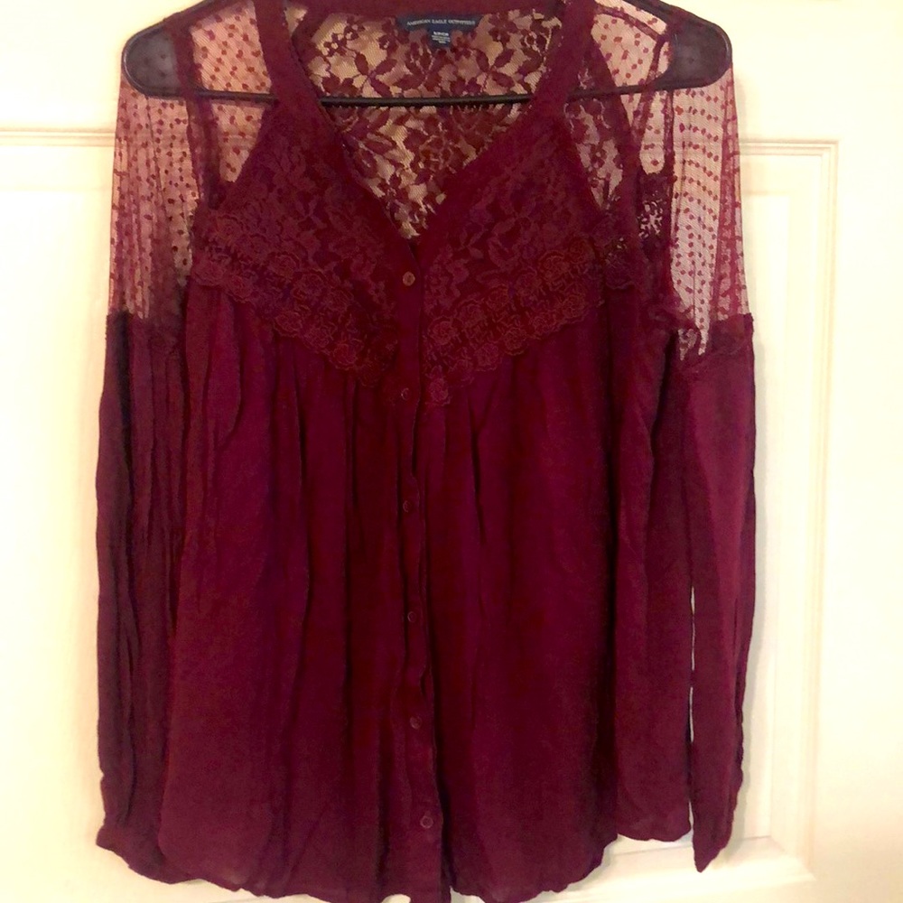 Lace Detailed Button Down Shirt